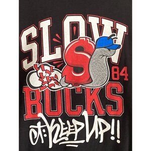 VTG Keep Up SLOWBUCKS Viral Wear 1984 Black Graphic Tee T-shirt Large